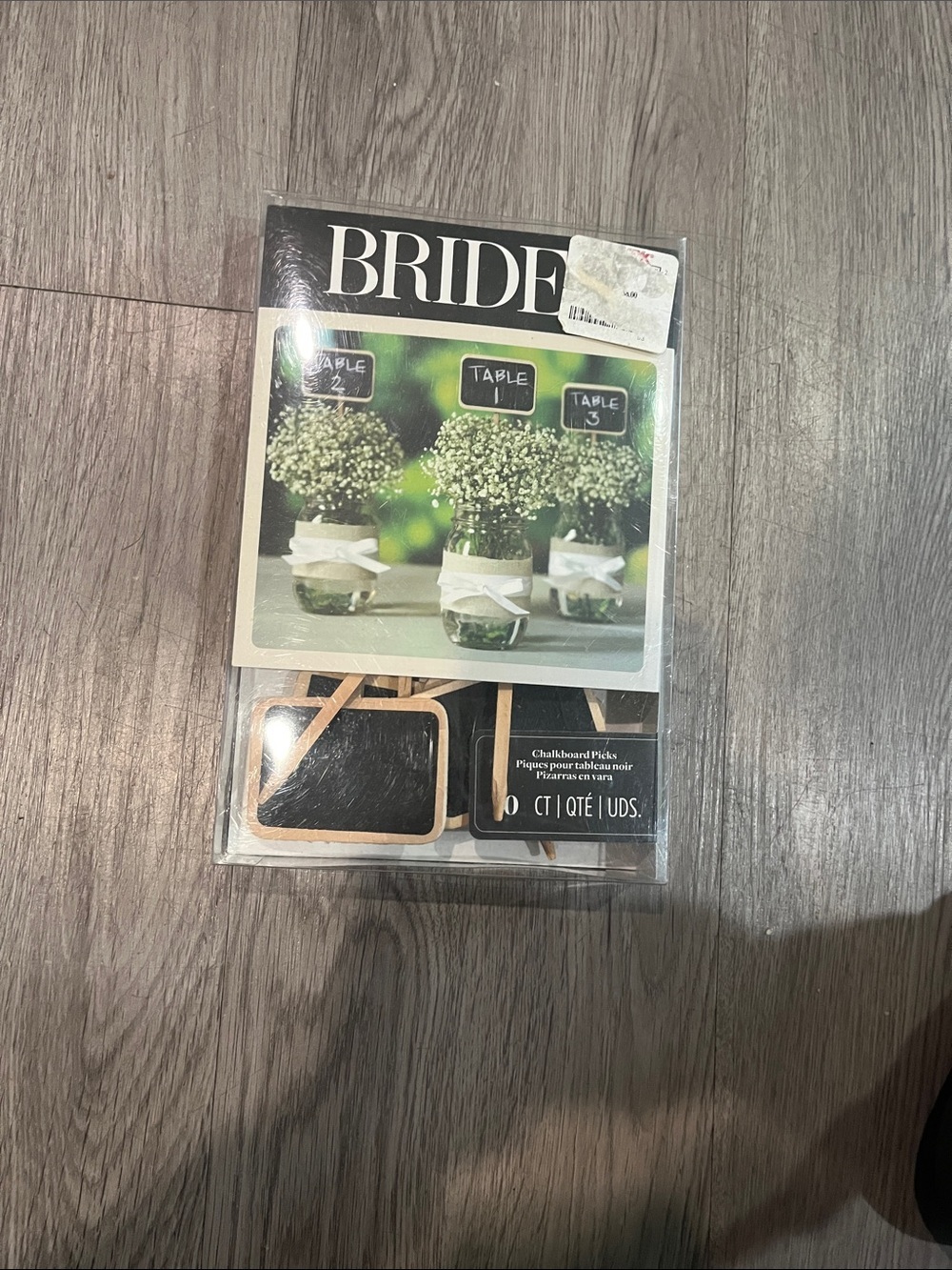 BRIDE Chalkboard Table Signs - Black and Natural Wood